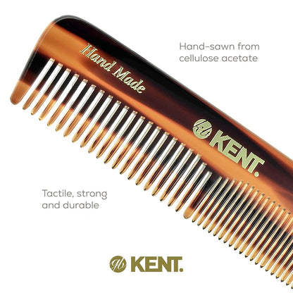 OT 4.4" Pocket Comb – Fine & Wide Tooth Handmade Comb for Hair, Beard, Mustache. Ideal for Travel. Saw Cut and Hand Polished.