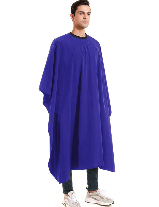 Barber Cape for Men-Waterproof Large Hair Cutting Cape-Professional Styling Adults Self Haircut Apron,Hair Salon Nylon Blue Capes, with Adjustable Snap Closure,Barber & Home Use & Gift Giving